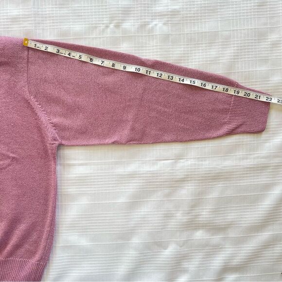 VTG Dressbarn Powder Pink Shimmer Mock Cowl  Sweater SZ XL - Picture 9 of 15